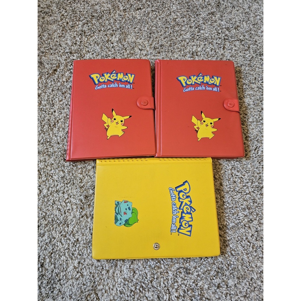 Lot Of 3 Original Vintage 1999 Pokemon Binders Pikachu Bulbasaur Red TCG Album